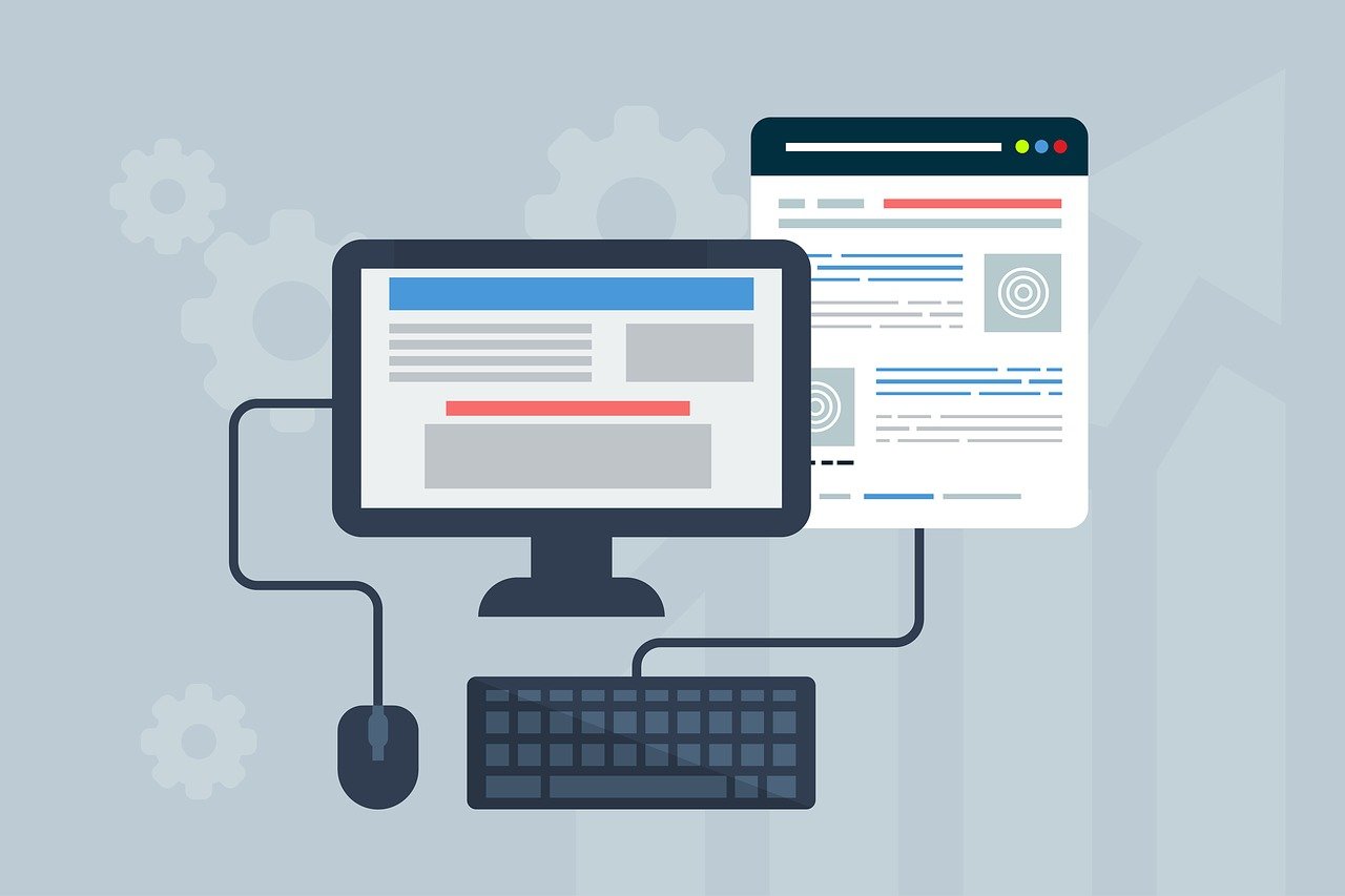 Desktop computer with website view